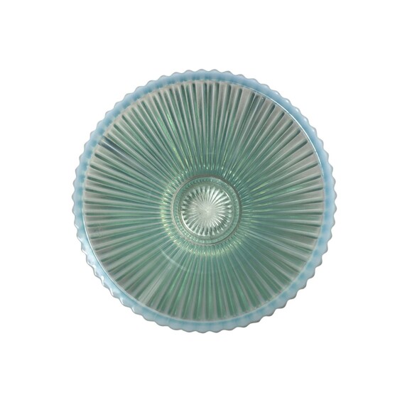 Vintage Vertical Ribbed Flared Bowl Opalescent MCM - Picture 12 of 15
